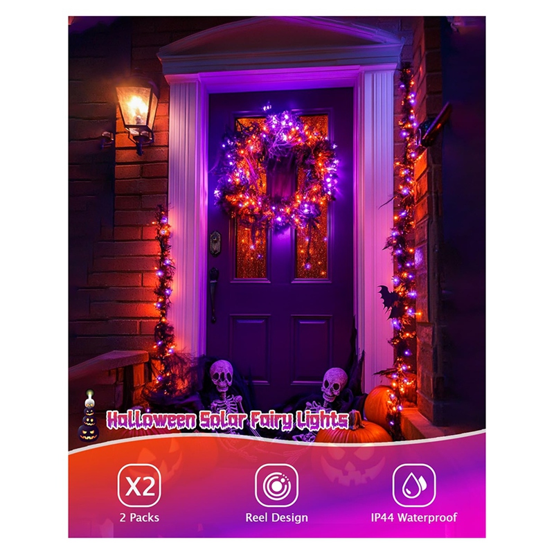 Halloween Led String Lights Orange - Lampu String Halloween Tenaga Surya DT16,