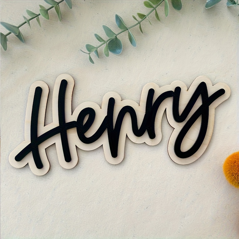 Halloween Party Supplies - Plakat Nama Kayu Berlapis Ganda yang