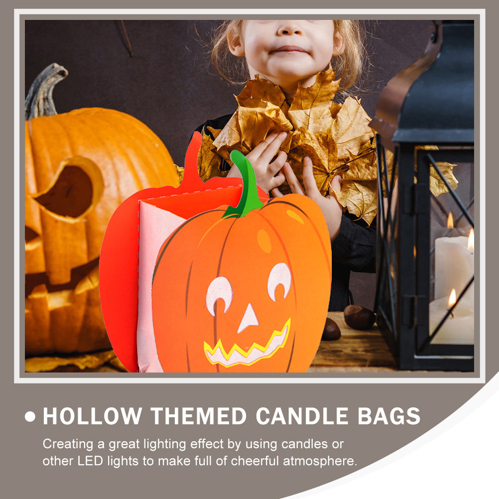 Pumpkin Lantern Halloween - 12 buah kantong labu dengan desain