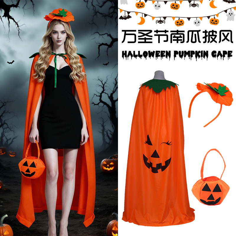 Pumpkin Lantern Halloween - Set Jubah Kostum Labu Halloween, Jubah