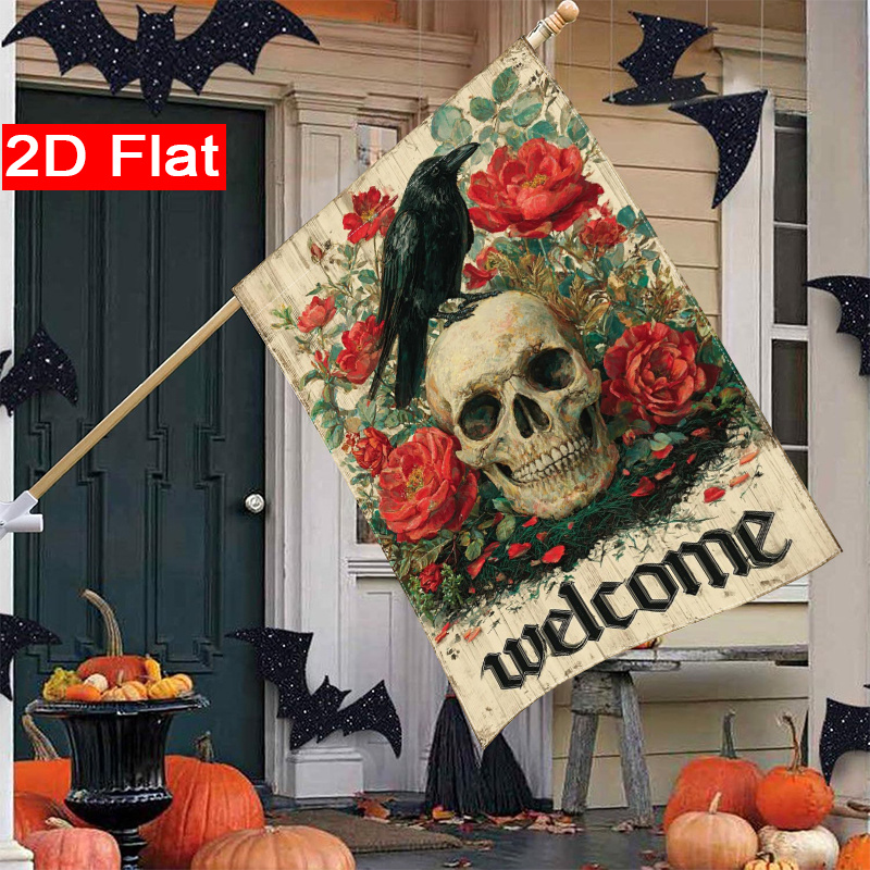 Halloween Skeleton Decoration - Bendera Taman Bertema Halloween dengan Gambar
