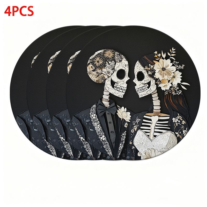 Halloween Skeleton Decoration - VIKAMA Alas Meja Pasangan Kerangka Pernikahan