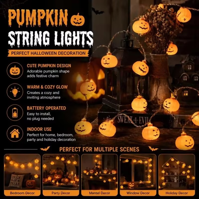 Halloween Pumpkin Decor Led - Lampu LED berbentuk Labu Halloween, menggunakan