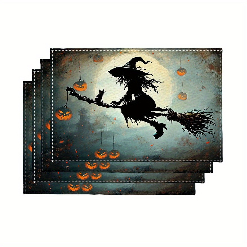 Pumpkin Lantern Halloween - Set 4 Alas Meja Halloween Bertema