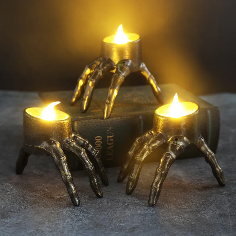 Halloween Skeleton Decoration - Halloween lampu lilin LED tengkorak lengan,