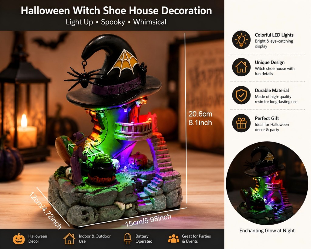 Rumah Sepatu Penyihir Desa Hal - Halloween Pumpkin Decor Led ulasan dan harga