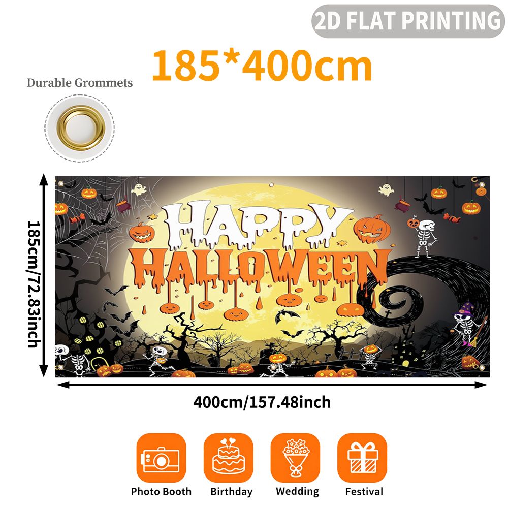 1 buah Spanduk Garasi Pesta Ha - Halloween Skeleton Decoration ulasan dan harga
