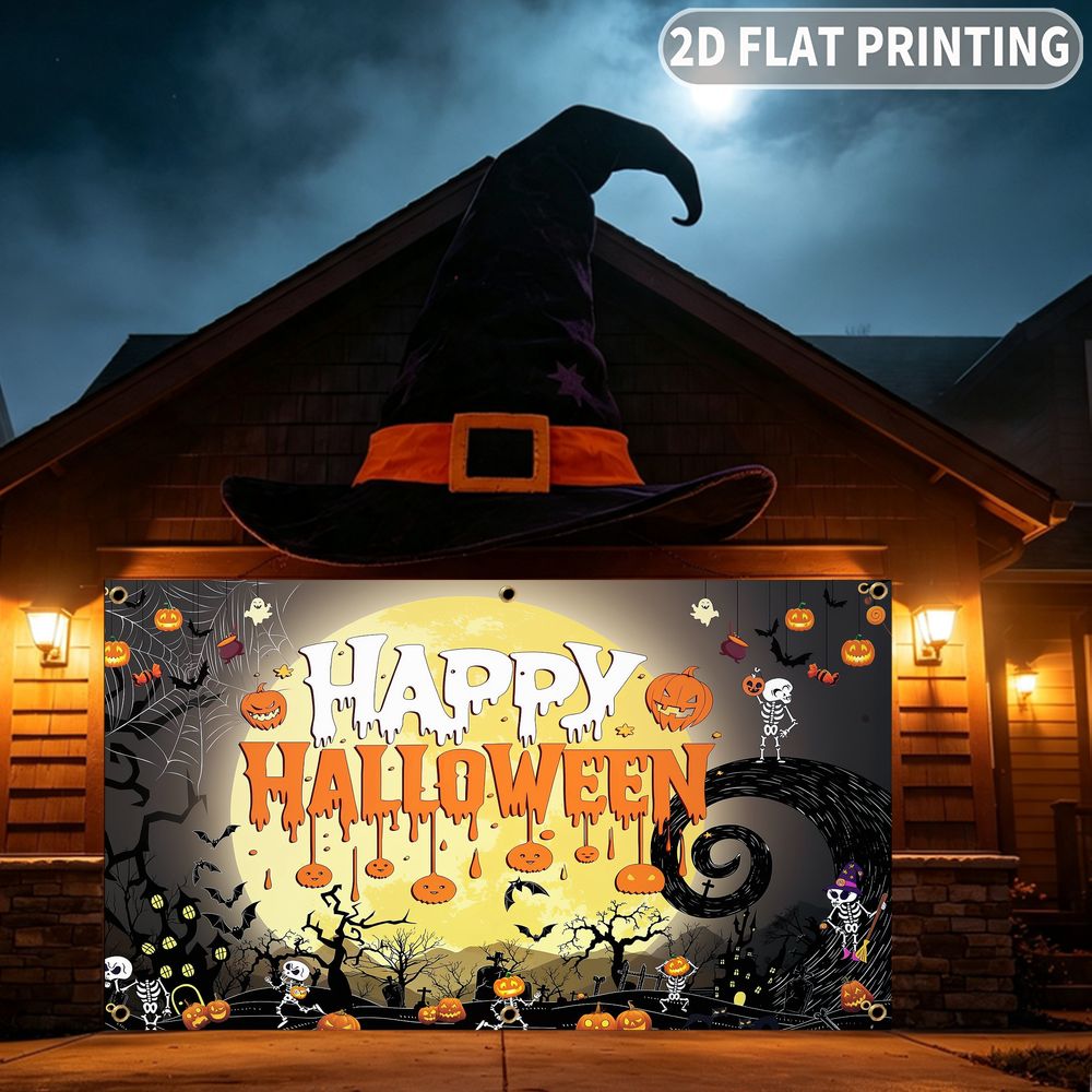 1 buah Spanduk Garasi Pesta Ha - Halloween Skeleton Decoration ulasan dan harga