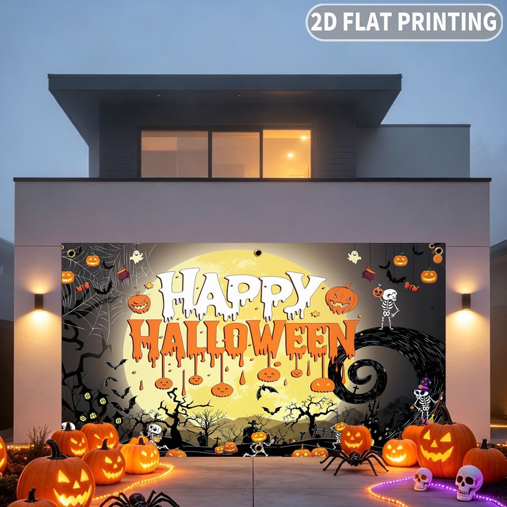 1 buah Spanduk Garasi Pesta Ha - Halloween Skeleton Decoration ulasan dan harga