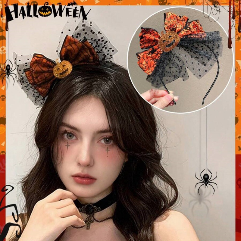 1 Buah Ikat Kepala Busur Labu  - Spider Web Halloween Decoration ulasan dan harga