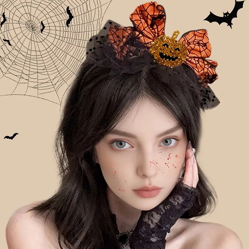 1 Buah Ikat Kepala Busur Labu  - Spider Web Halloween Decoration ulasan dan harga