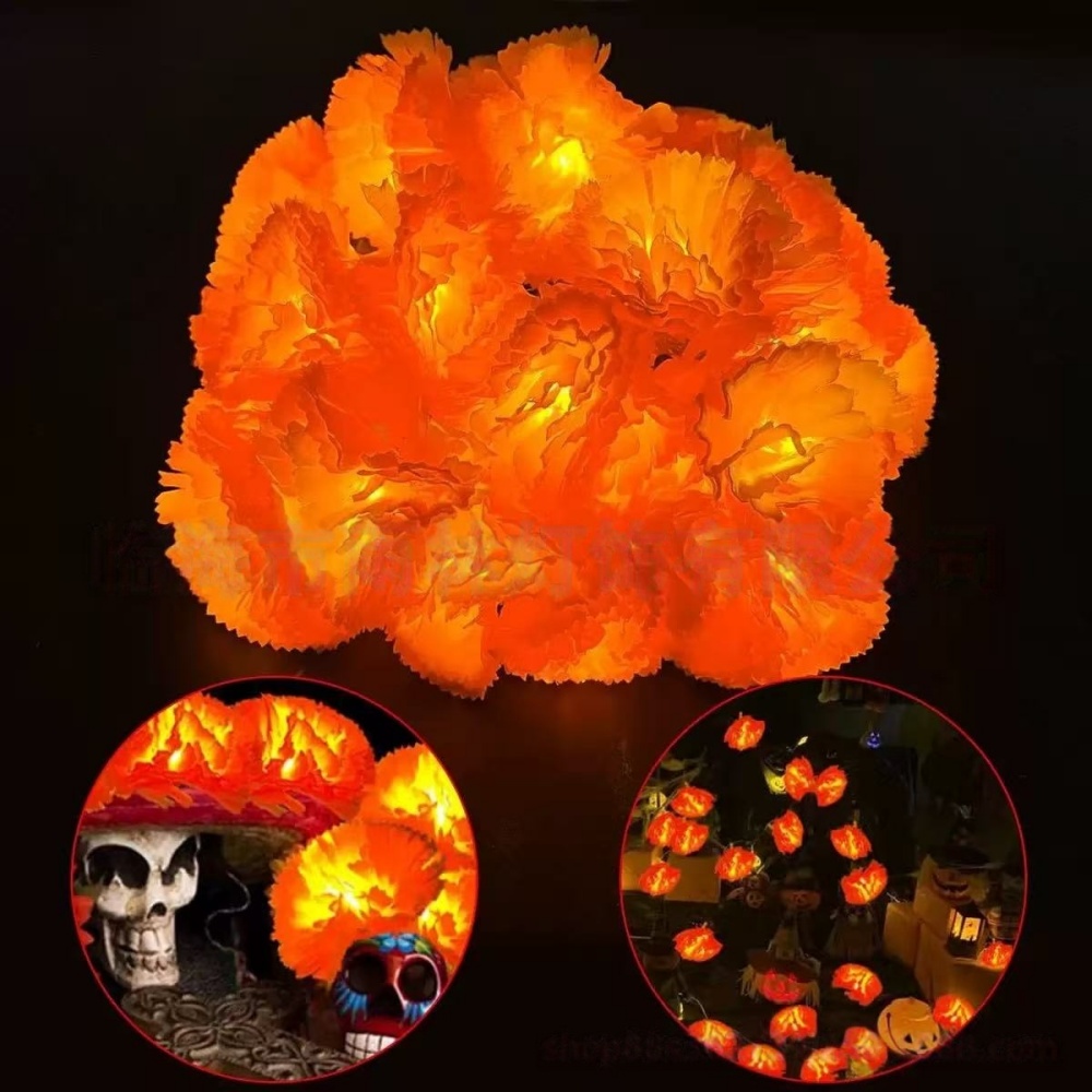 Lampu LED Bentuk Bunga Marigol - Halloween Led String Lights Orange ulasan dan harga