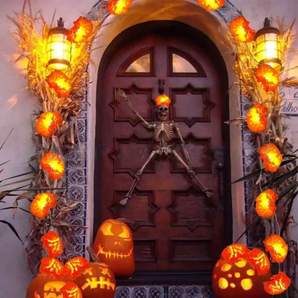 Lampu LED Bentuk Bunga Marigol - Halloween Led String Lights Orange ulasan dan harga