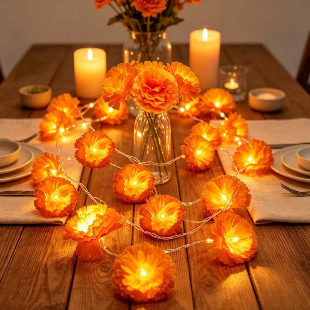 Lampu LED Marigold Gaya Meksik - Halloween Led String Lights Orange ulasan dan harga