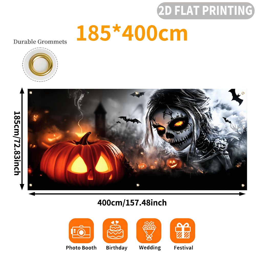 1 buah Spanduk Garasi Pesta Ha - Halloween Skeleton Decoration ulasan dan harga
