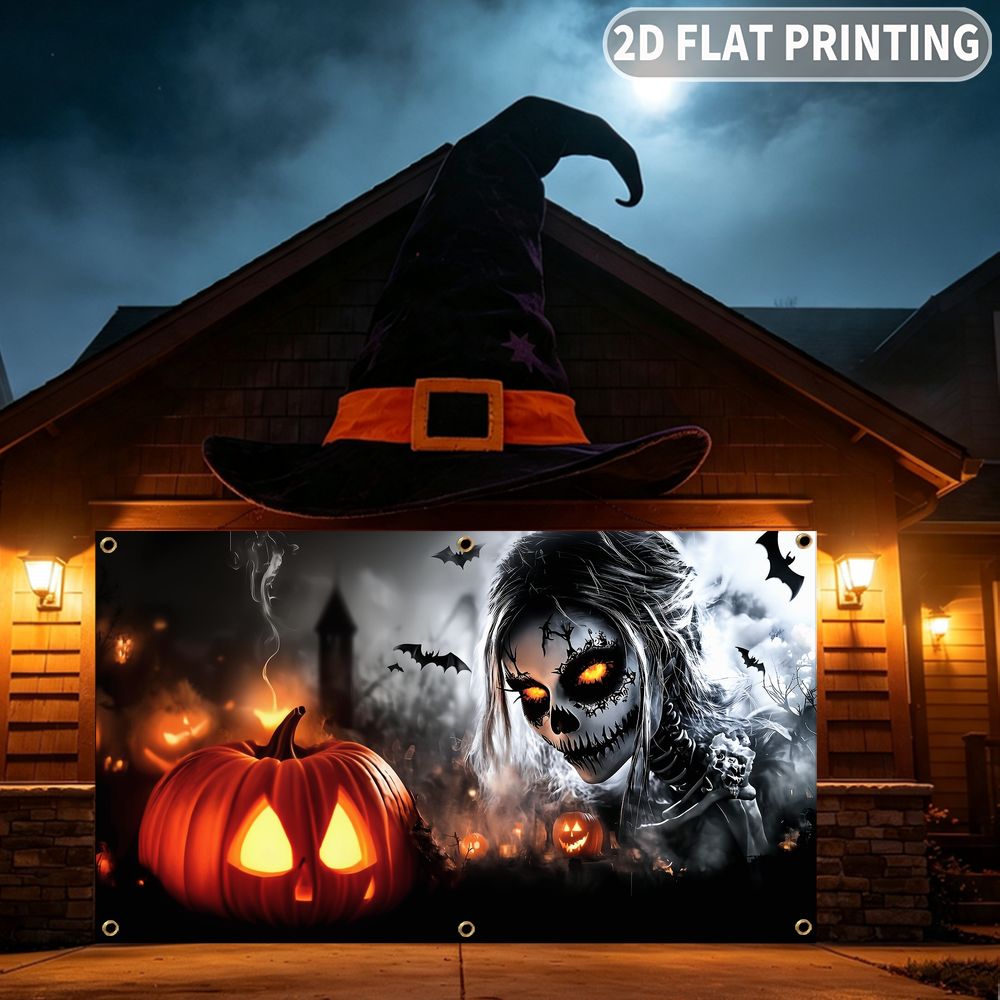 1 buah Spanduk Garasi Pesta Ha - Halloween Skeleton Decoration ulasan dan harga