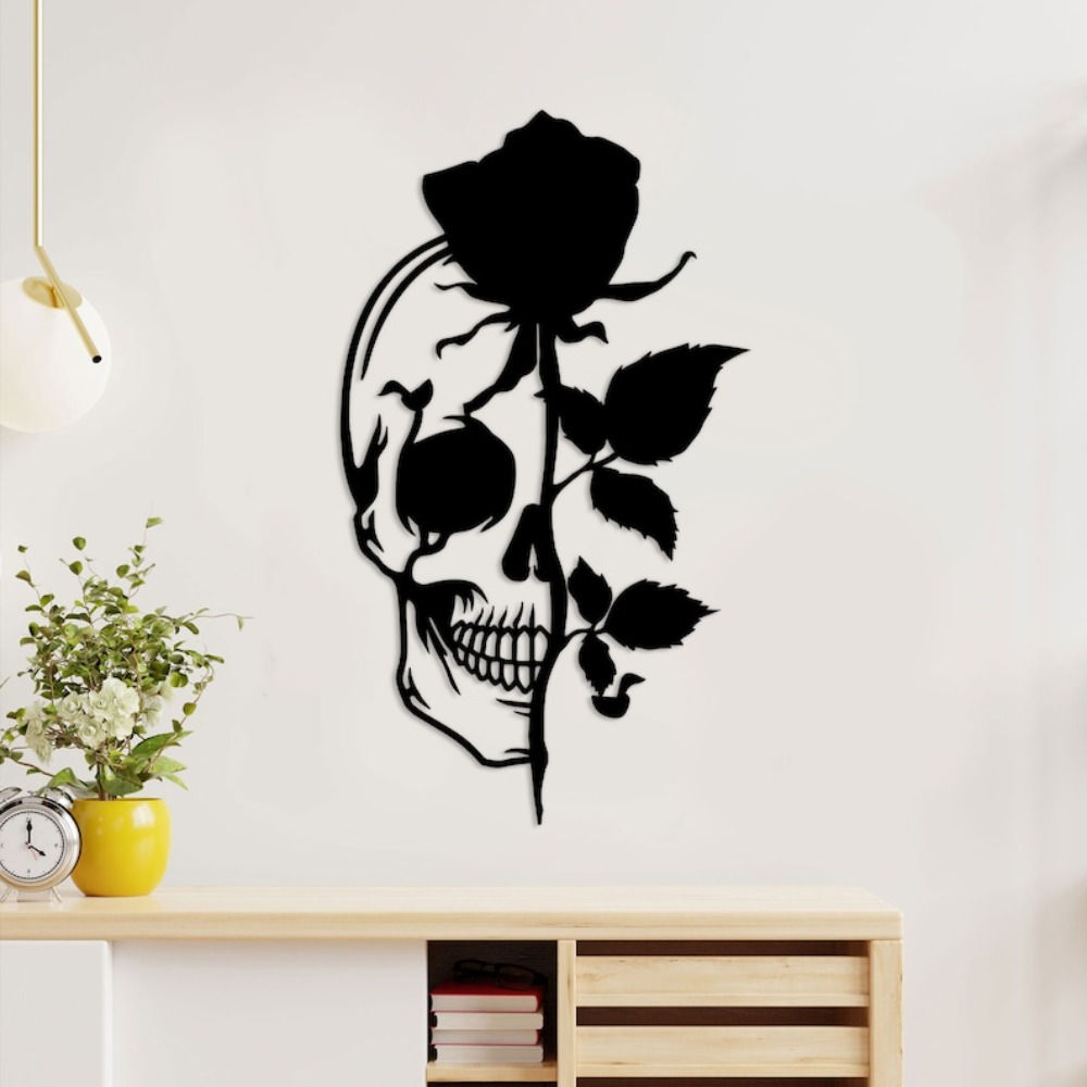 Seni Dinding Logam Tengkorak d - Halloween Skeleton Decoration ulasan dan harga