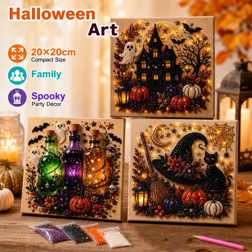 Kit Seni Mutiara 3D Hantu & La - Pumpkin Lantern Halloween ulasan dan harga