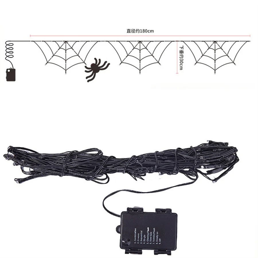 Lampu Hias Jaring Laba-laba Ha - Halloween Led String Lights Orange ulasan dan harga