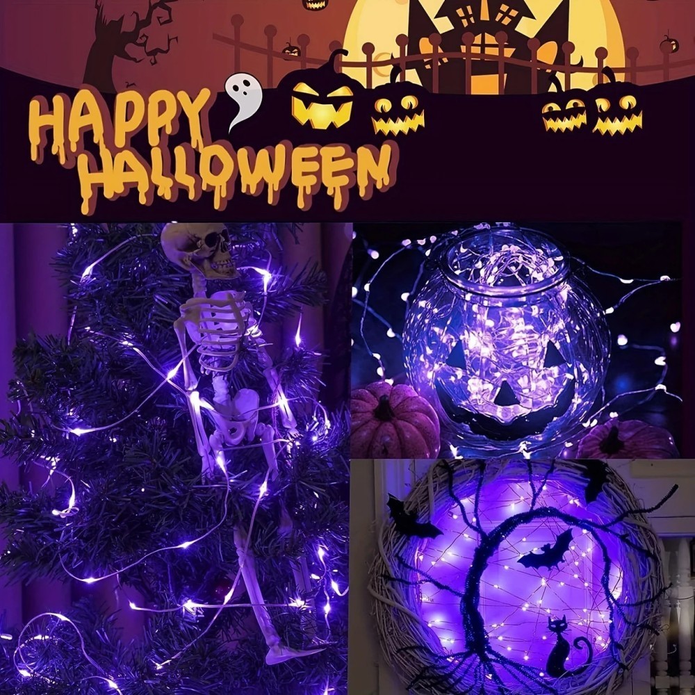 1 Buah Lampu Tali Surya Hallow - Halloween Led String Lights Orange ulasan dan harga