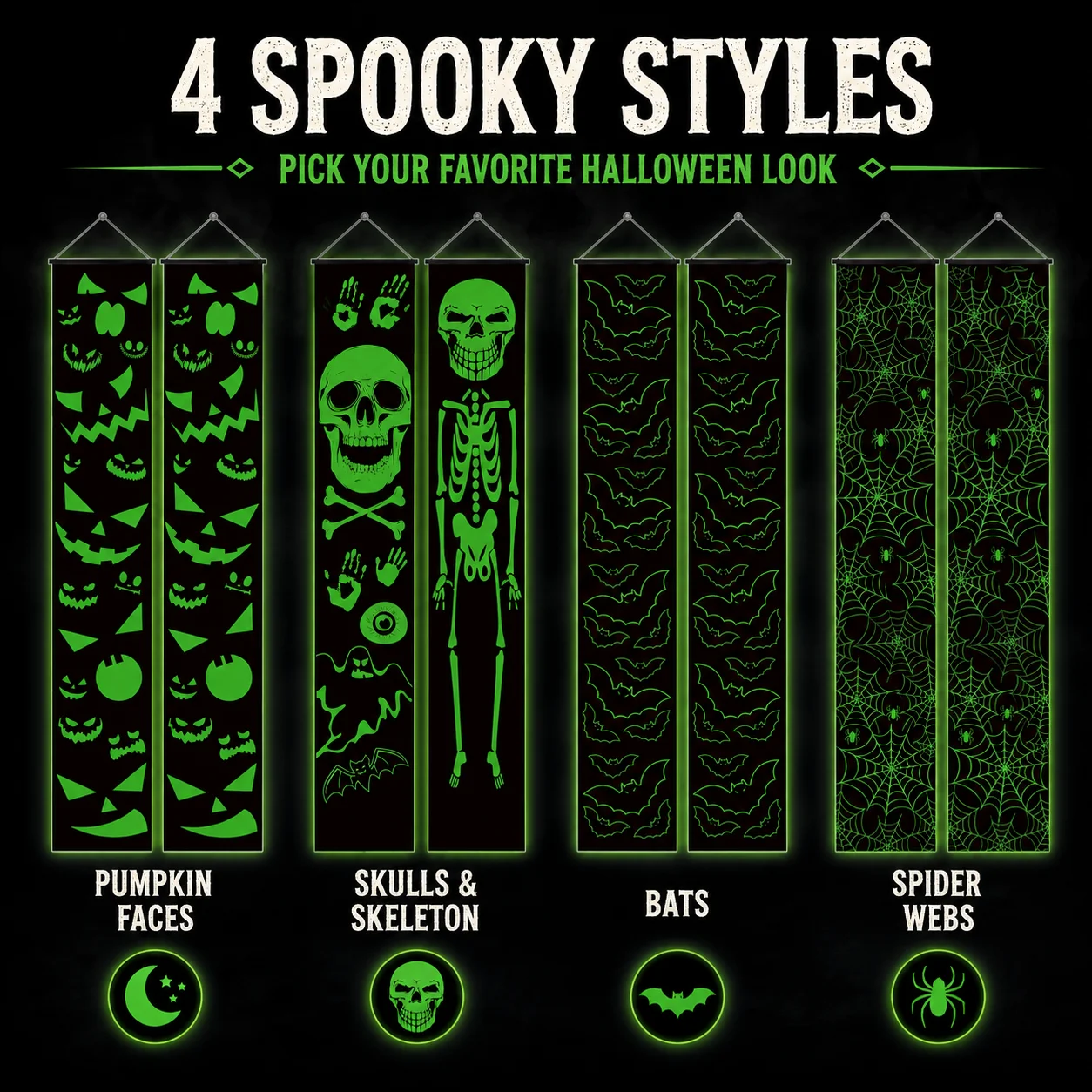 2 buah spanduk Halloween yang  - Halloween Skeleton Decoration ulasan dan harga