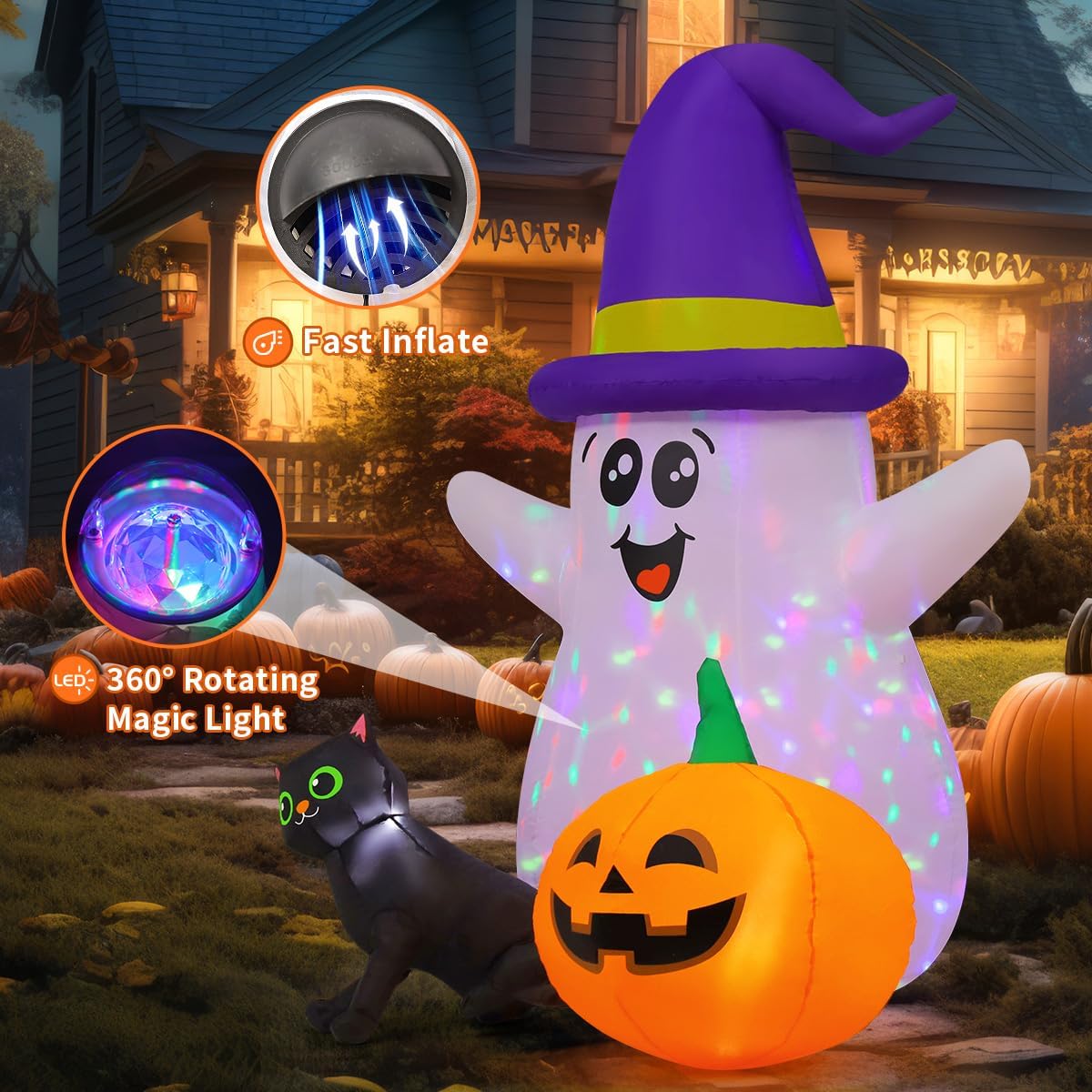 Hantu Tiup Halloween 5 Kaki un - Halloween Pumpkin Decor Led ulasan dan harga