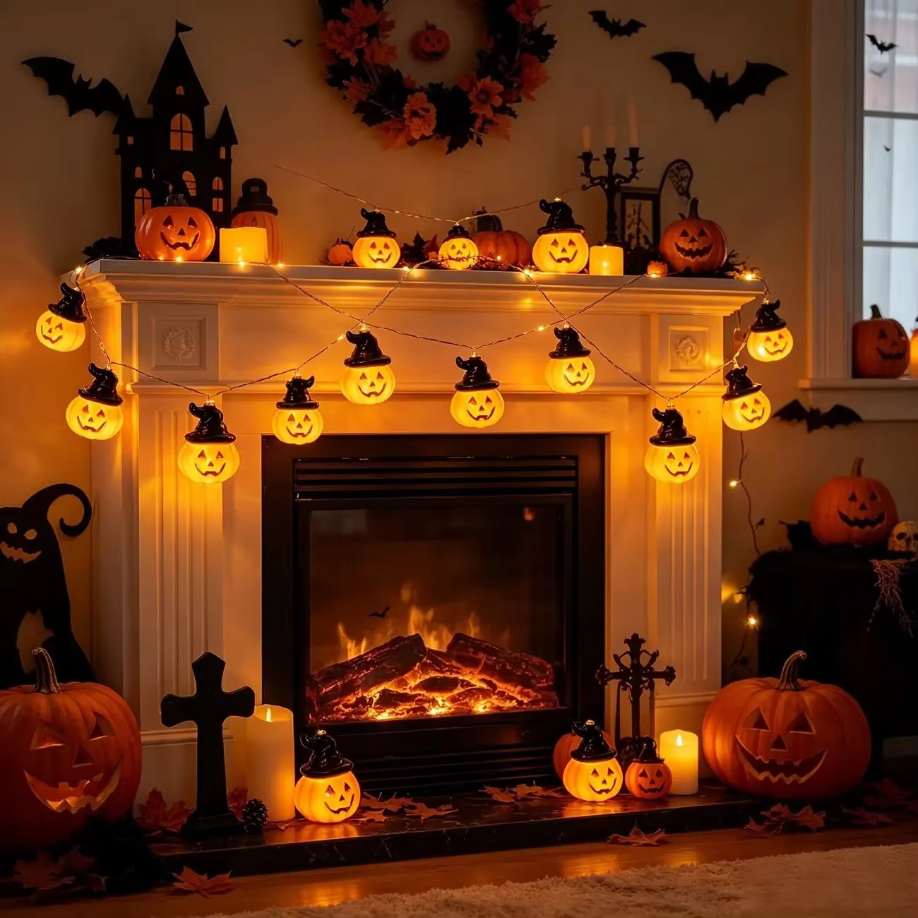 Lampu Hias Bentuk Topi Penyihi - Halloween Led String Lights Orange ulasan dan harga