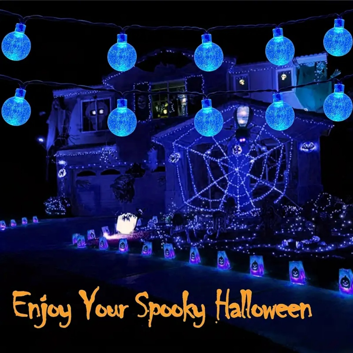 1 Buah 12M 100 LED Halloween U - Halloween Led String Lights Orange ulasan dan harga