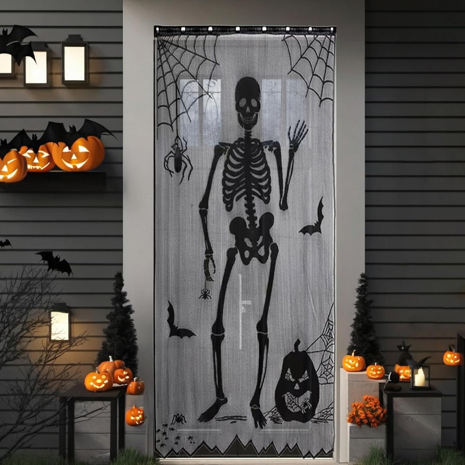 Tirai Pintu Renda Motif Tengko - Halloween Skeleton Decoration ulasan dan harga