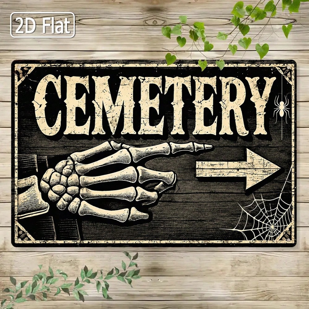 1 buah papan tanda timah datar - Halloween Skeleton Decoration ulasan dan harga