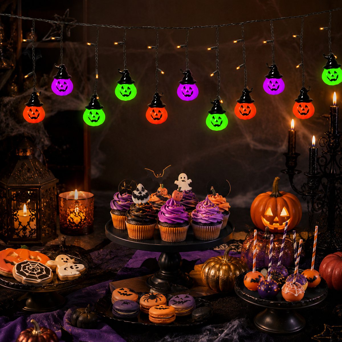 1 buah Lampu Labu Topi Penyihi - Halloween Led String Lights Orange ulasan dan harga